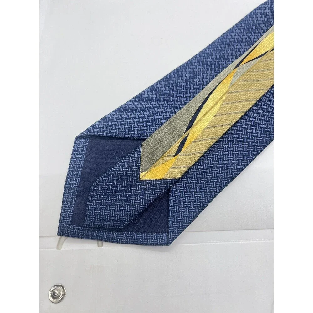 Signori dei Signori Mens Necktie 4x58 Silk Blue Abstract Design High Fashion Tie